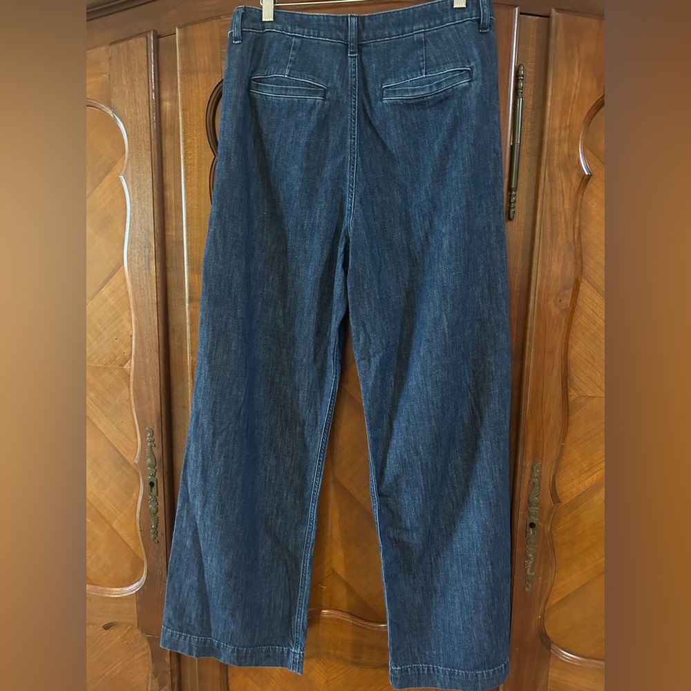 J. Crew Dark Blue High Waisted Pleated Wide Leg Jeans Size 28 # 791 - Picture 5 of 5